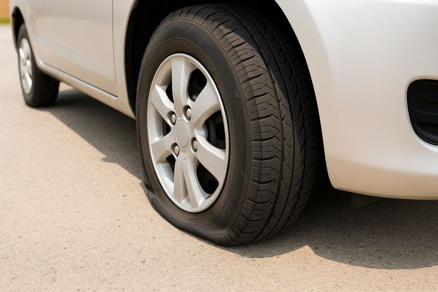 タイヤのパンク応急修理の写真